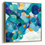 Playful Abstract Wall Art – Aqua, Navy & Orange Modern Canvas