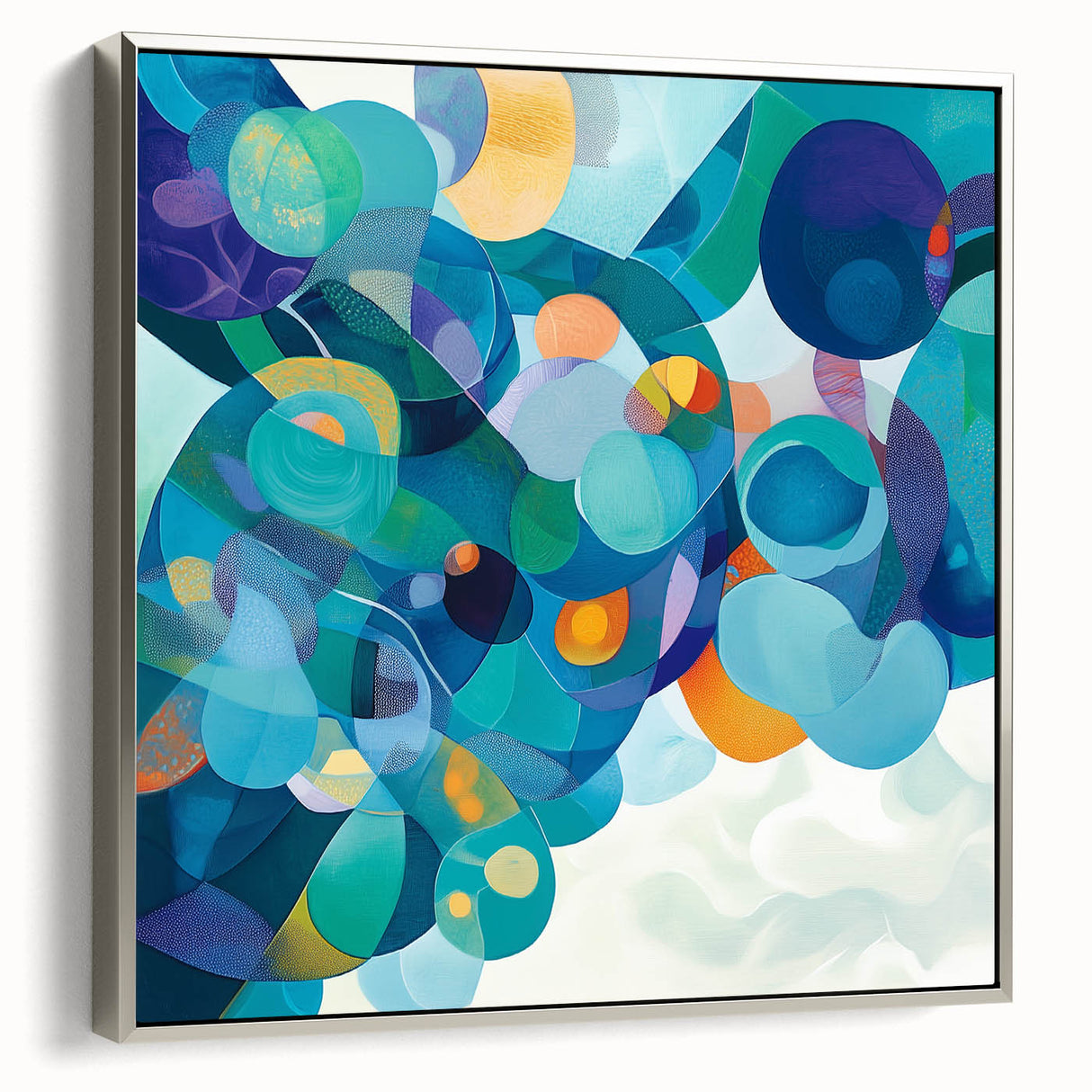 Playful Abstract Wall Art – Aqua, Navy & Orange Modern Canvas