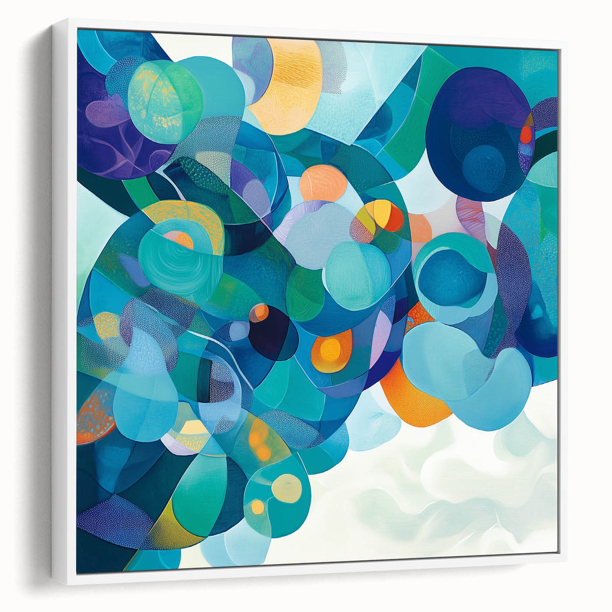 Playful Abstract Wall Art – Aqua, Navy & Orange Modern Canvas