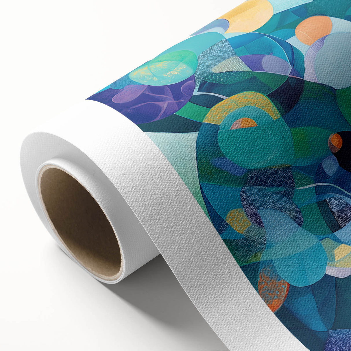 Playful Abstract Wall Art – Aqua, Navy & Orange Modern Canvas