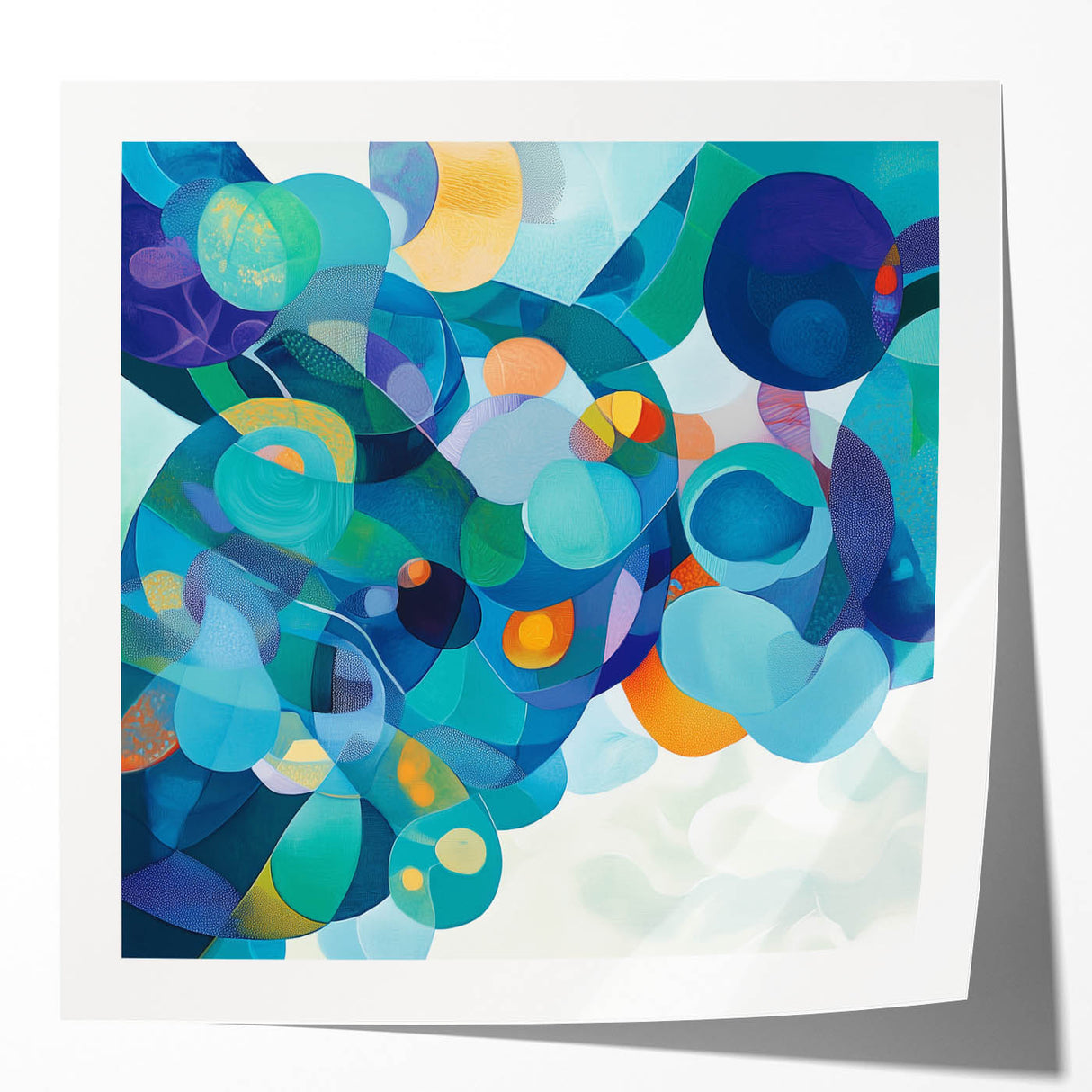 Playful Abstract Wall Art – Aqua, Navy & Orange Modern Canvas