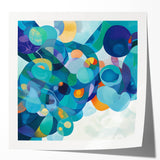Playful Abstract Wall Art – Aqua, Navy & Orange Modern Canvas