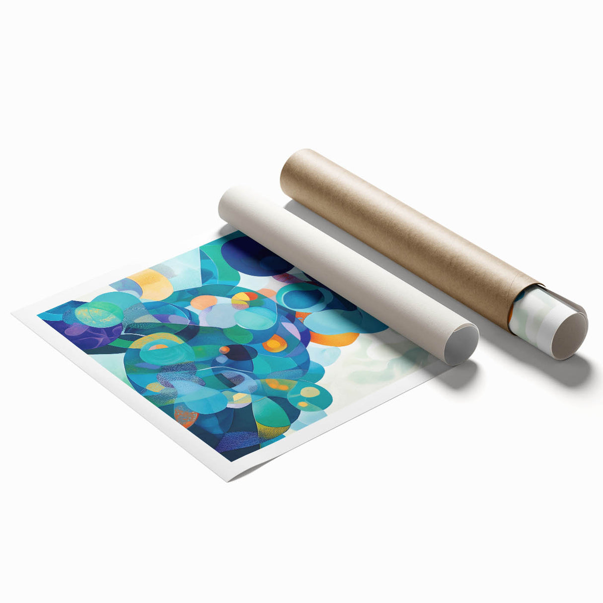 Playful Abstract Wall Art – Aqua, Navy & Orange Modern Canvas