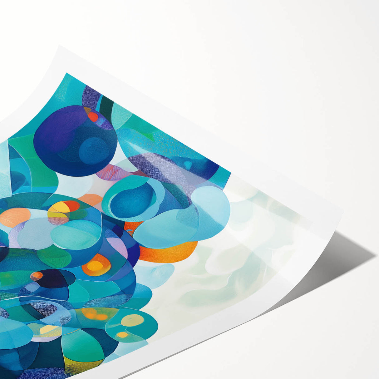 Playful Abstract Wall Art – Aqua, Navy & Orange Modern Canvas