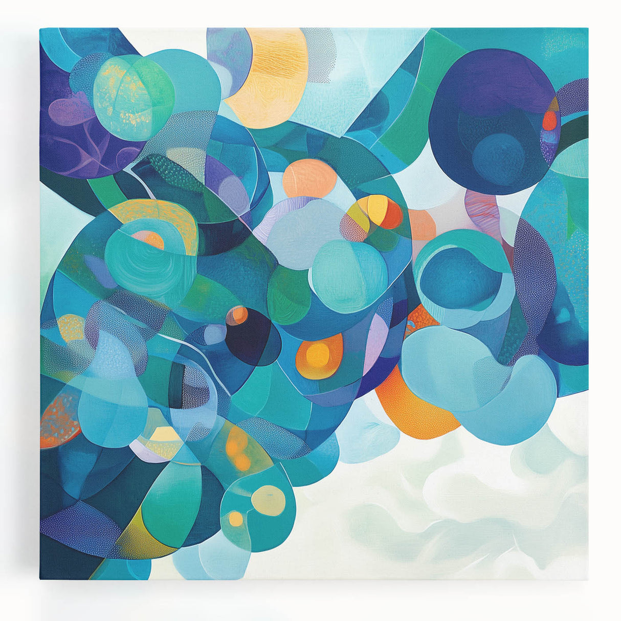 Playful Abstract Wall Art – Aqua, Navy & Orange Modern Canvas