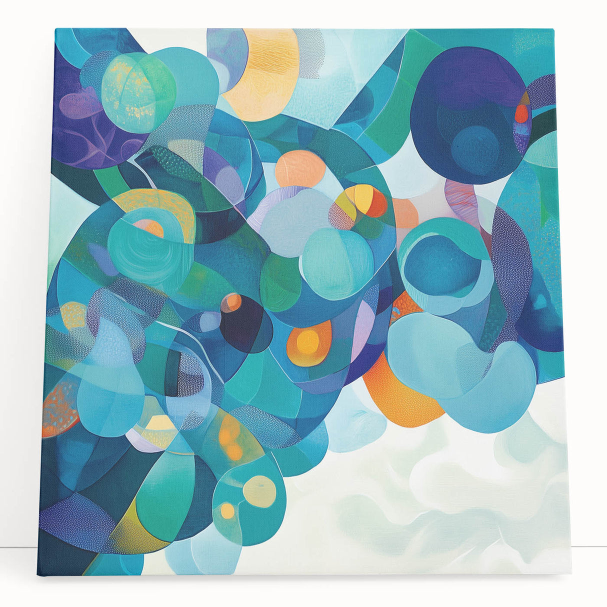 Playful Abstract Wall Art – Aqua, Navy & Orange Modern Canvas