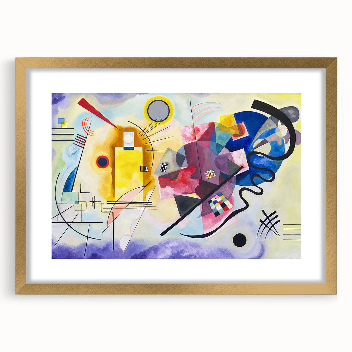 Dynamic Abstract Modern Wall Art - "Yellow-Red-Blue" by Kandinsky