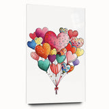 Colorful Heart Balloon Wall Art - Kids Room and Nursery Print
