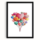 Colorful Heart Balloon Wall Art - Kids Room and Nursery Print