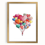 Colorful Heart Balloon Wall Art - Kids Room and Nursery Print
