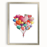 Colorful Heart Balloon Wall Art - Kids Room and Nursery Print