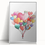 Colorful Heart Balloon Wall Art - Kids Room and Nursery Print