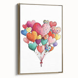 Colorful Heart Balloon Wall Art - Kids Room and Nursery Print