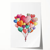 Colorful Heart Balloon Wall Art - Kids Room and Nursery Print