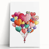 Colorful Heart Balloon Wall Art - Kids Room and Nursery Print
