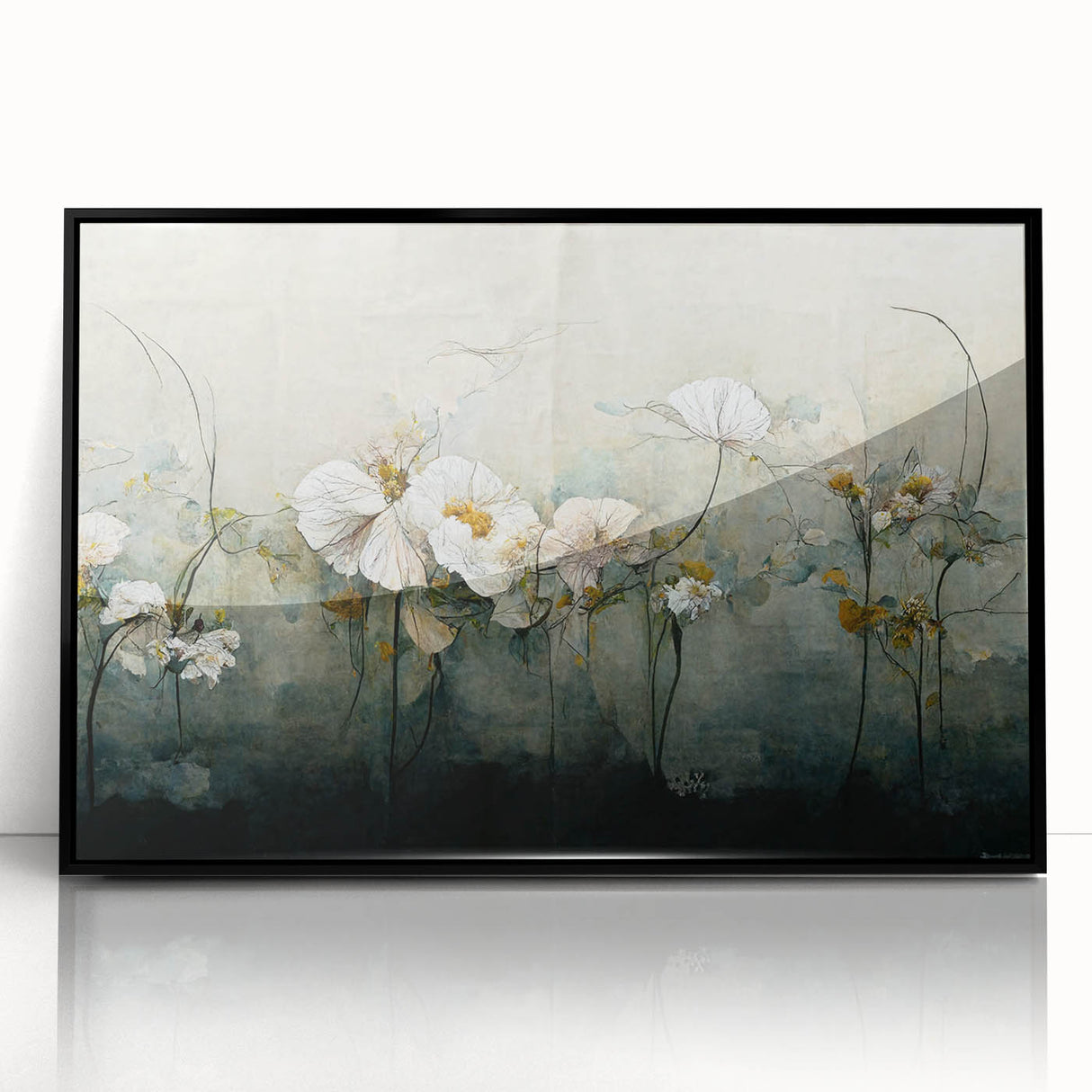 Elegant Floral Living Room Wall Art - Modern Abstract Canvas Print