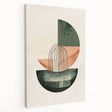 Abstract minimalist wall art on stretched canvas showcasing soft pastel colors and geometric shapes, presented in a side view to highlight its depth and texture. Perfect for modern home decor, adding a touch of elegance and contemporary style to any room.