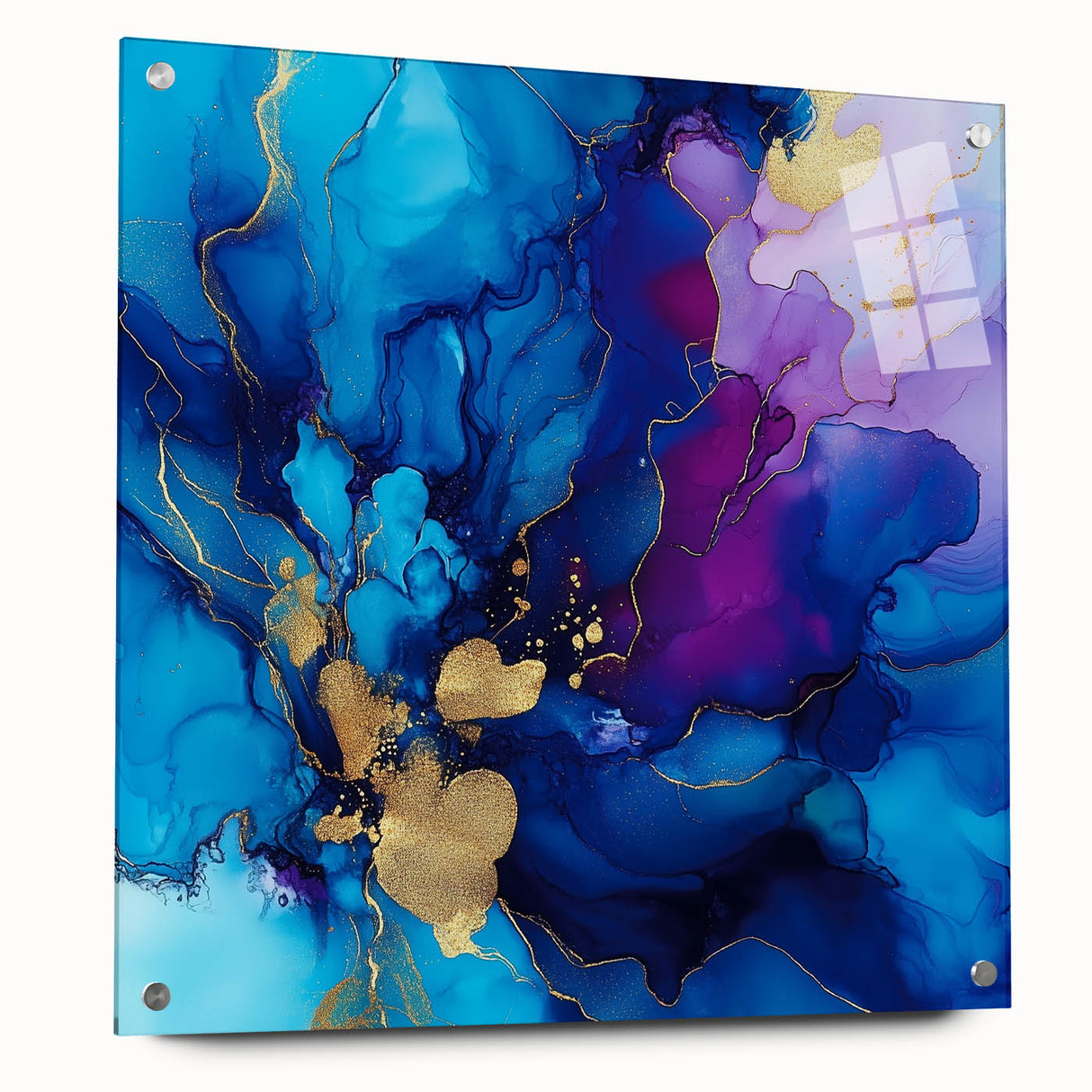 Luxury Abstract Wall Art – Royal Blue, Violet & Gold Canvas Print
