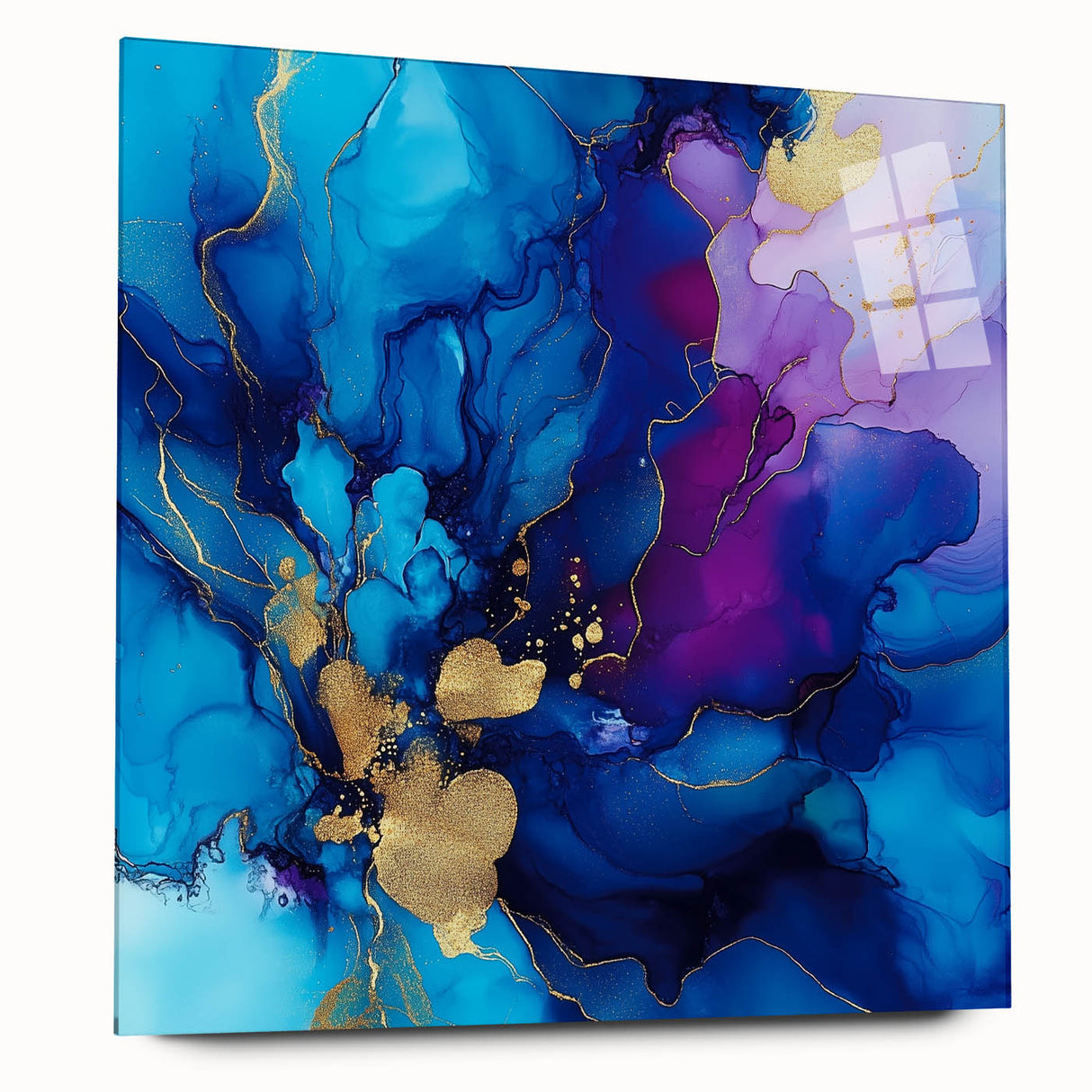 Luxury Abstract Wall Art – Royal Blue, Violet & Gold Canvas Print