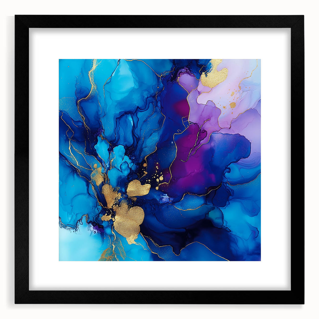 Luxury Abstract Wall Art – Royal Blue, Violet & Gold Canvas Print