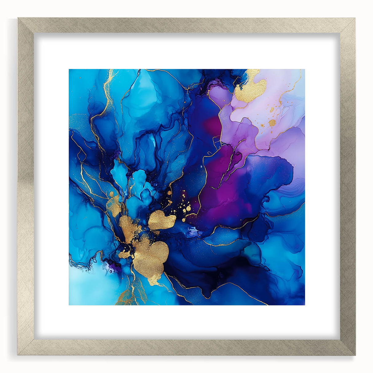 Luxury Abstract Wall Art – Royal Blue, Violet & Gold Canvas Print