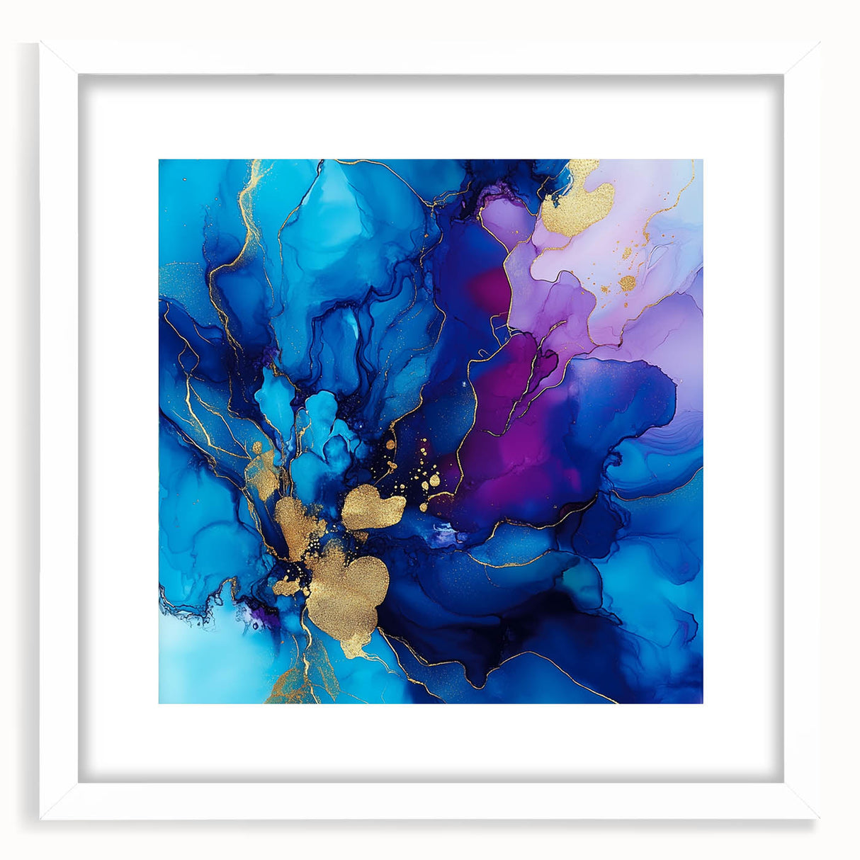 Luxury Abstract Wall Art – Royal Blue, Violet & Gold Canvas Print
