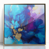 Luxury Abstract Wall Art – Royal Blue, Violet & Gold Canvas Print