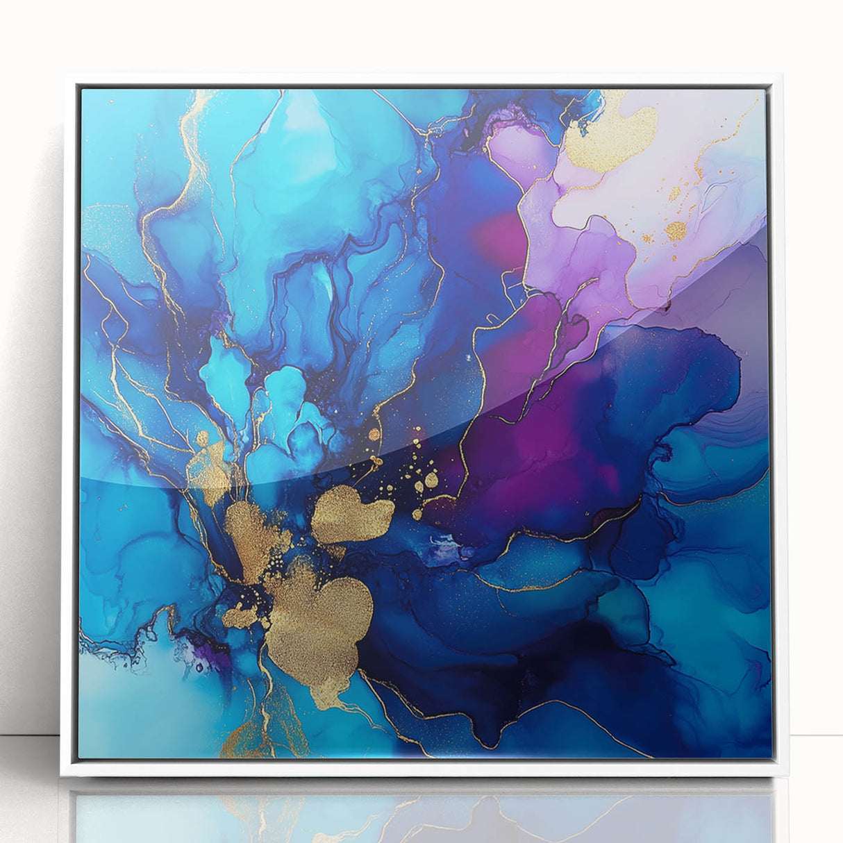 Luxury Abstract Wall Art – Royal Blue, Violet & Gold Canvas Print