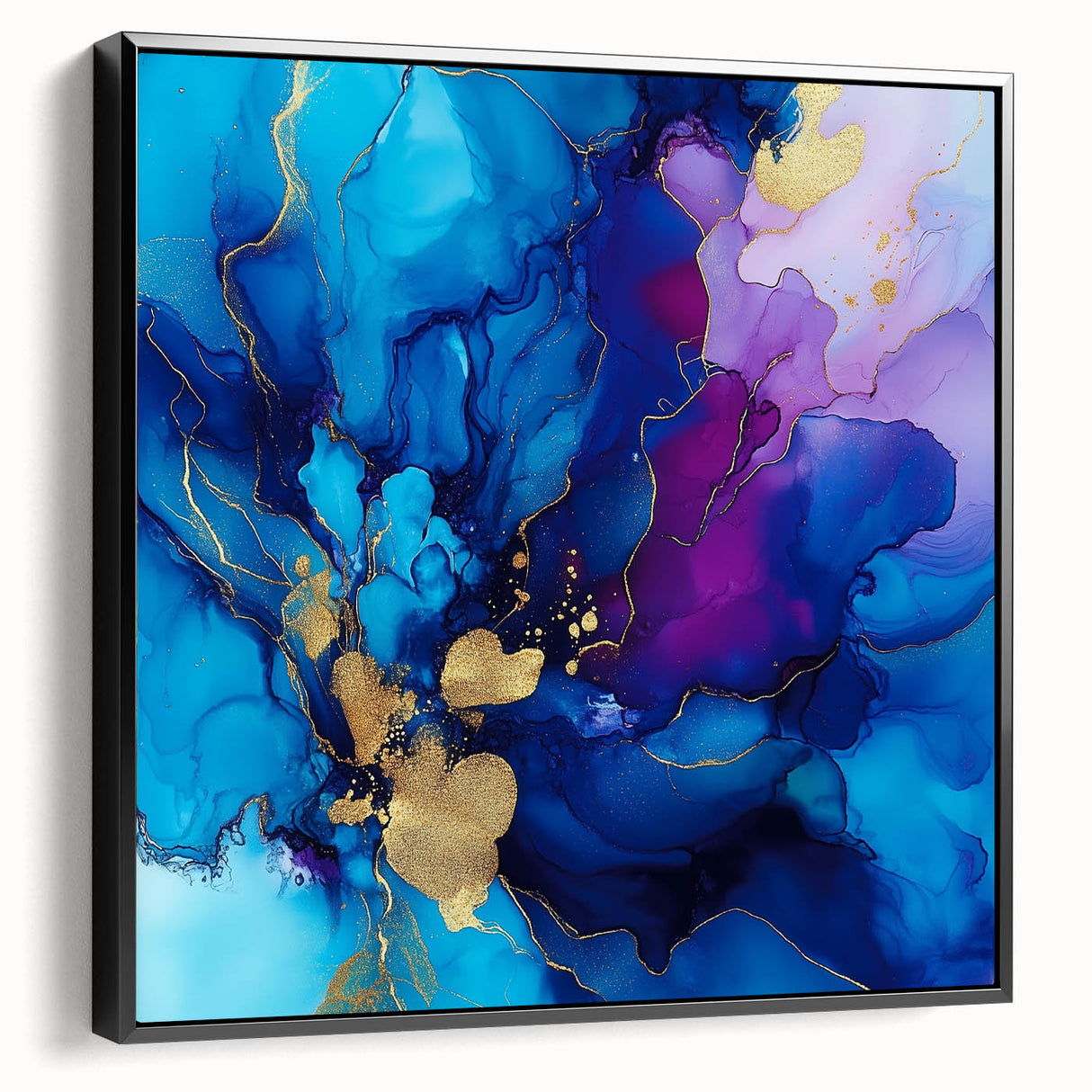 Luxury Abstract Wall Art – Royal Blue, Violet & Gold Canvas Print