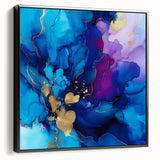 Luxury Abstract Wall Art – Royal Blue, Violet & Gold Canvas Print