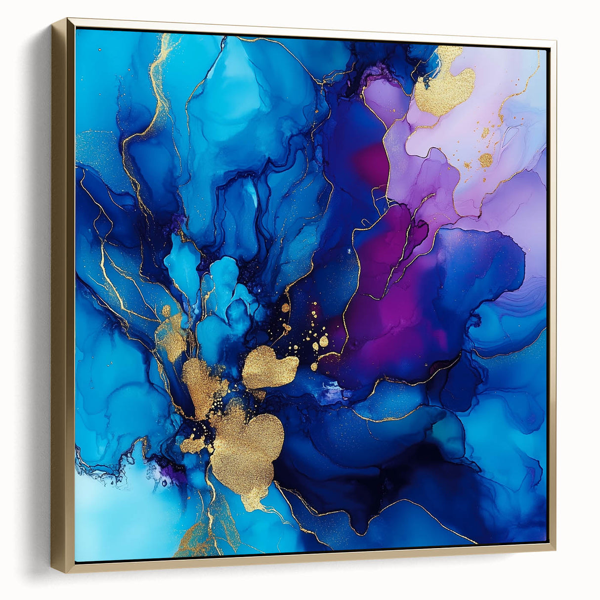 Luxury Abstract Wall Art – Royal Blue, Violet & Gold Canvas Print