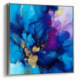 Luxury Abstract Wall Art – Royal Blue, Violet & Gold Canvas Print