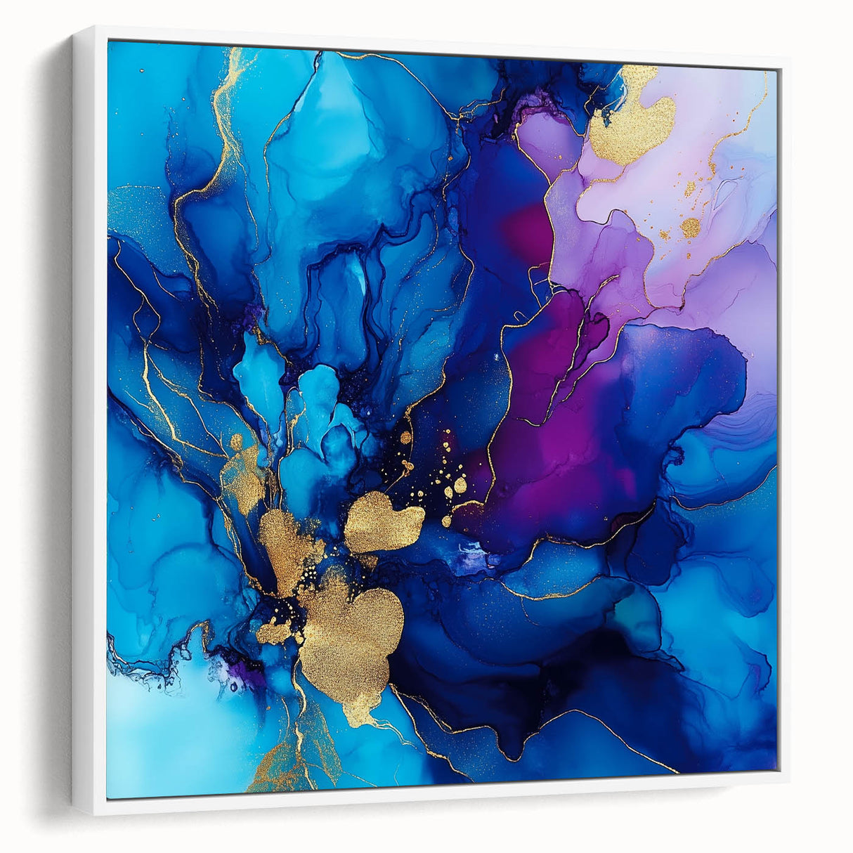 Luxury Abstract Wall Art – Royal Blue, Violet & Gold Canvas Print