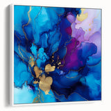 Luxury Abstract Wall Art – Royal Blue, Violet & Gold Canvas Print