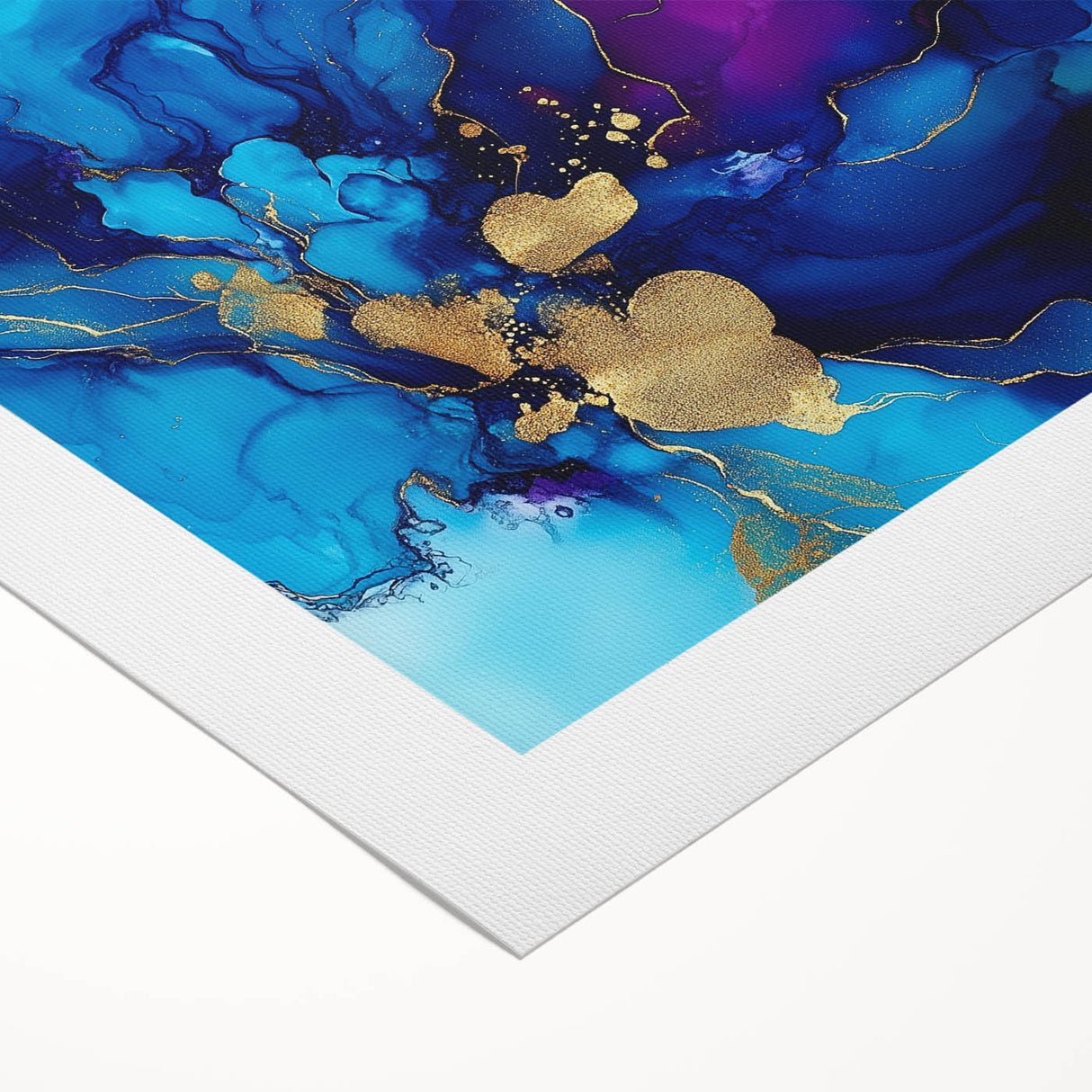 Luxury Abstract Wall Art – Royal Blue, Violet & Gold Canvas Print