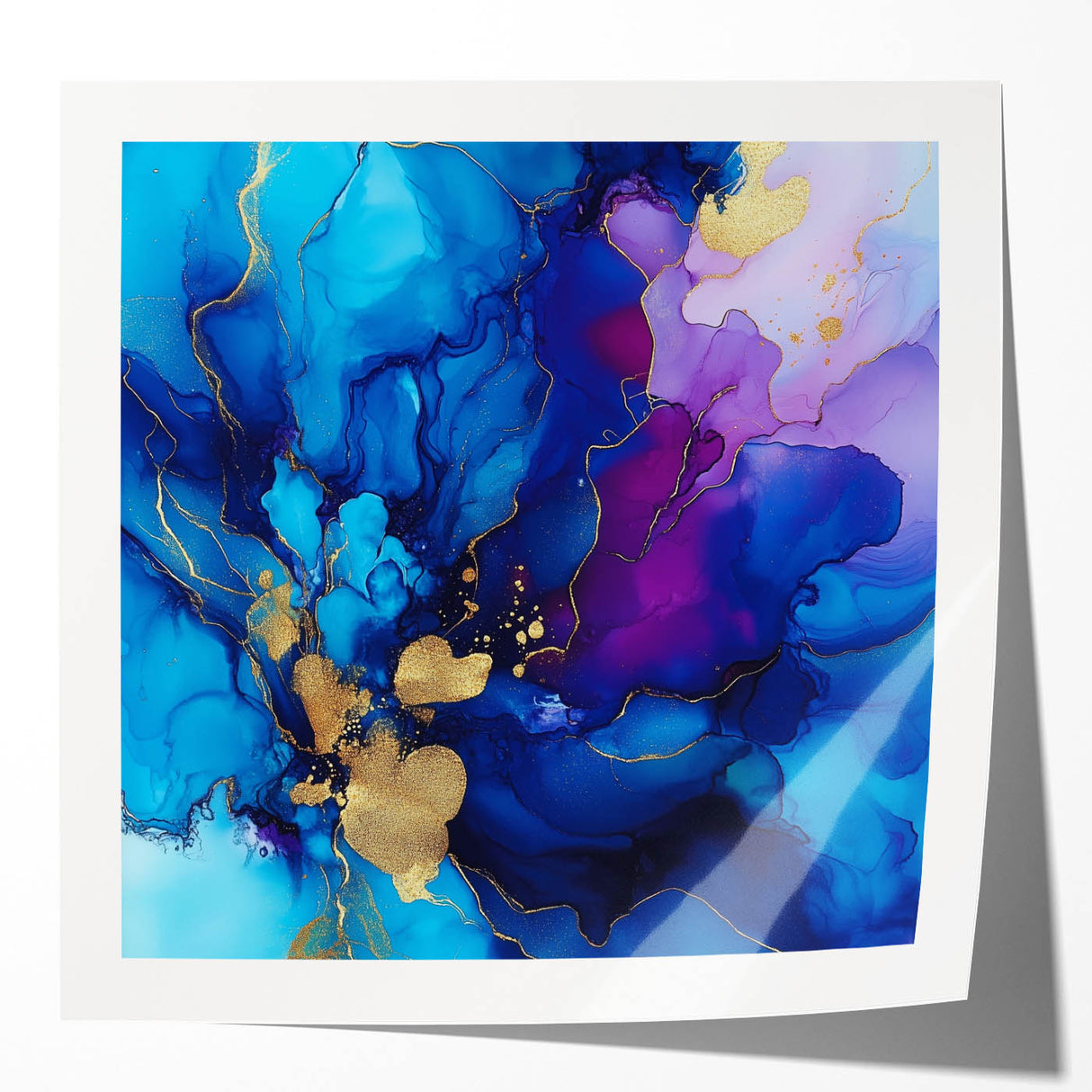 Luxury Abstract Wall Art – Royal Blue, Violet & Gold Canvas Print