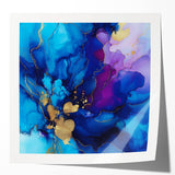 Luxury Abstract Wall Art – Royal Blue, Violet & Gold Canvas Print