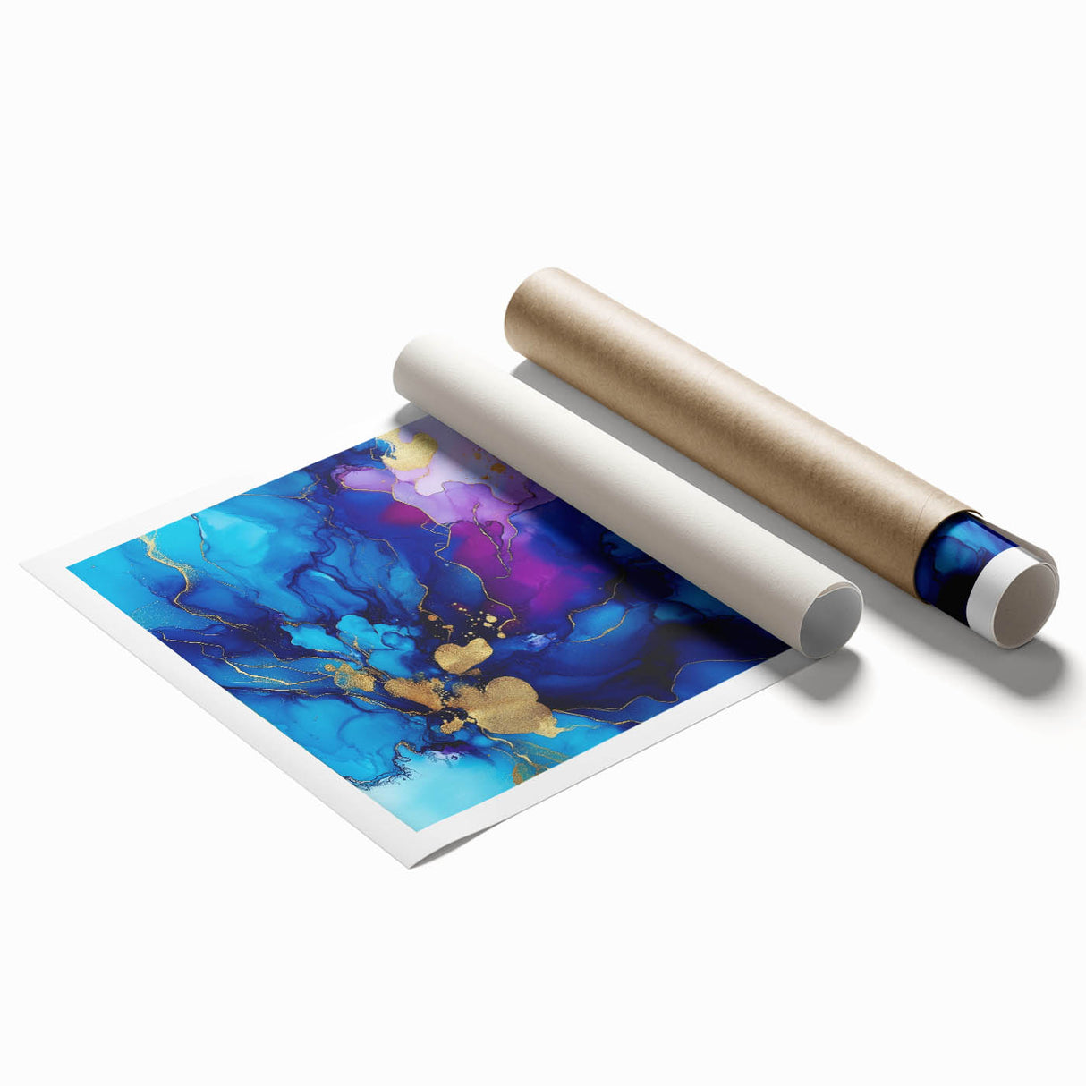Luxury Abstract Wall Art – Royal Blue, Violet & Gold Canvas Print
