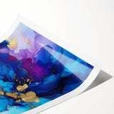 Luxury Abstract Wall Art – Royal Blue, Violet & Gold Canvas Print