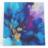 Luxury Abstract Wall Art – Royal Blue, Violet & Gold Canvas Print