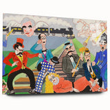 Playful Chaos: Modern Wall Art Featuring Keystone Cops and Colorful Drama