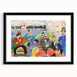 Playful Chaos: Modern Wall Art Featuring Keystone Cops and Colorful Drama