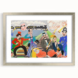 Playful Chaos: Modern Wall Art Featuring Keystone Cops and Colorful Drama