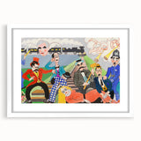 Playful Chaos: Modern Wall Art Featuring Keystone Cops and Colorful Drama