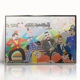 Playful Chaos: Modern Wall Art Featuring Keystone Cops and Colorful Drama