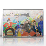 Playful Chaos: Modern Wall Art Featuring Keystone Cops and Colorful Drama