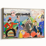 Playful Chaos: Modern Wall Art Featuring Keystone Cops and Colorful Drama