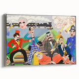 Playful Chaos: Modern Wall Art Featuring Keystone Cops and Colorful Drama