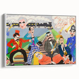Playful Chaos: Modern Wall Art Featuring Keystone Cops and Colorful Drama
