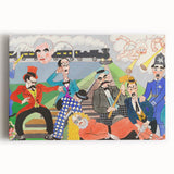 Playful Chaos: Modern Wall Art Featuring Keystone Cops and Colorful Drama